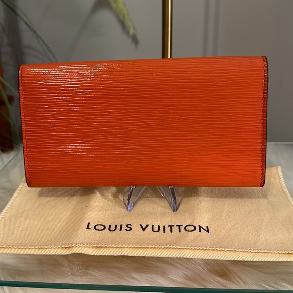 🪧 Authentic Louis Vuitton Piment Epi Leather Emilie Wallet in Orange/Plum. EUC 🪧 - Picture 2 of 16